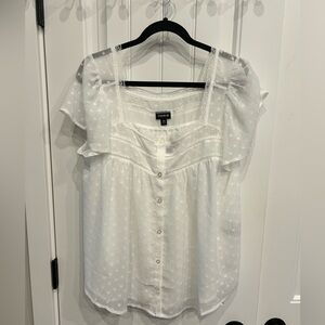 White medium/large Torrid blouse. Brand new with tags